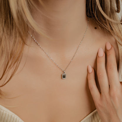 Square Rope Pendant Necklace Sterling Silver