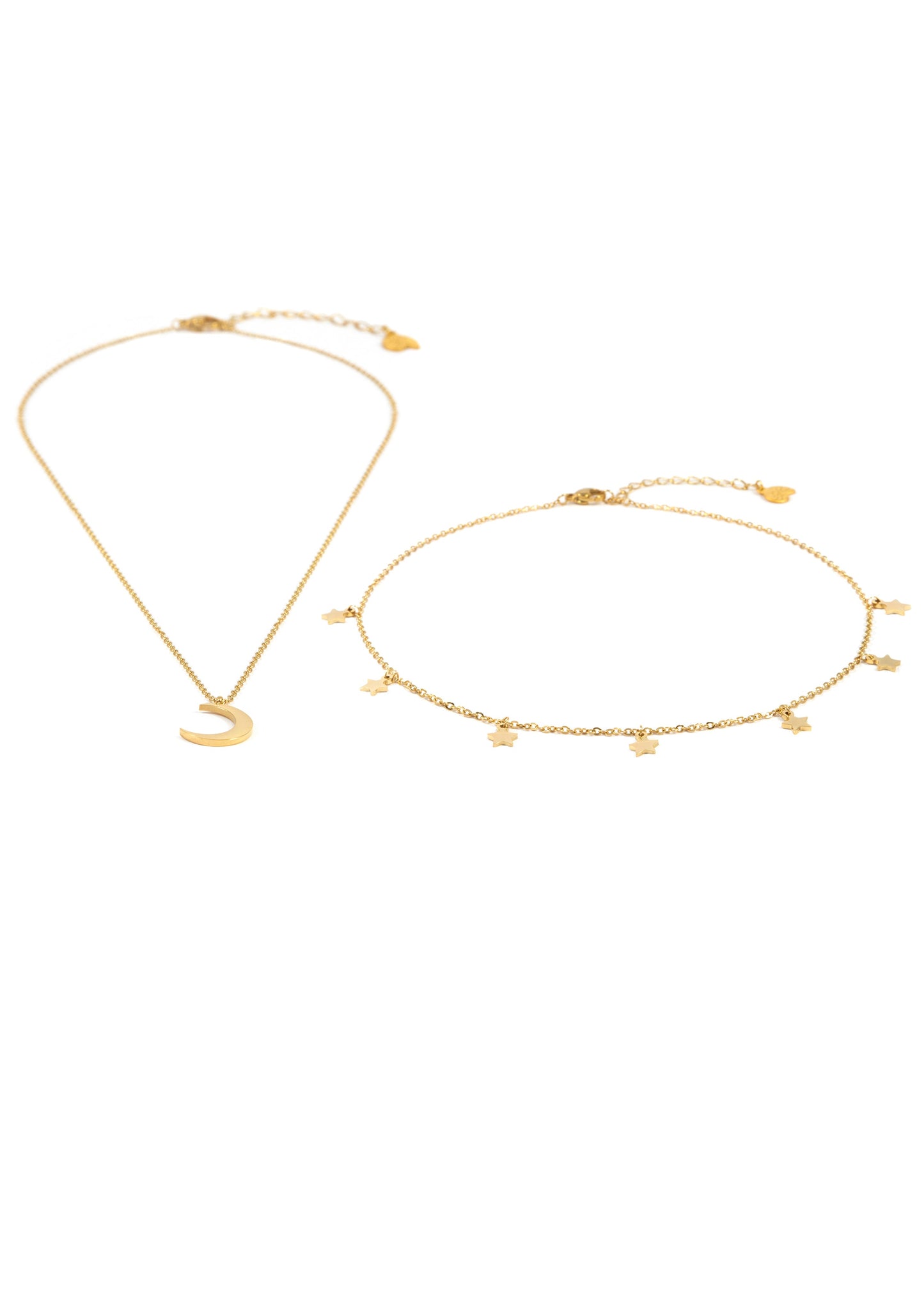 Star Choker Moon Necklace Jewelry Set Gold