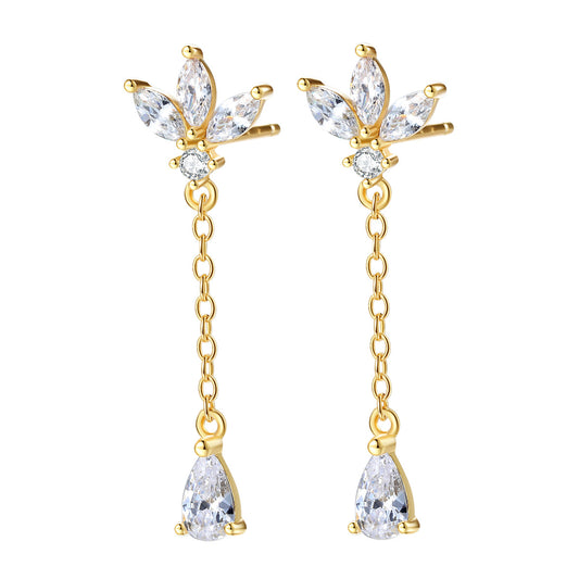 Teardrop Stud Earrings Sterling Silver Gold