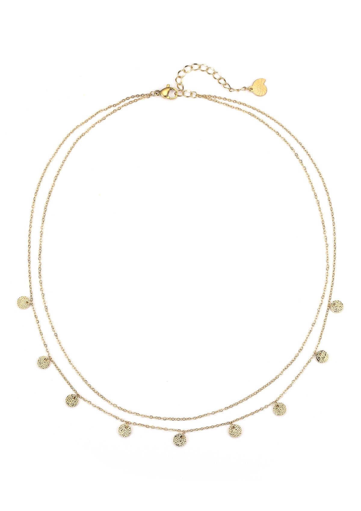 Textured Circle Layered Necklace Gold