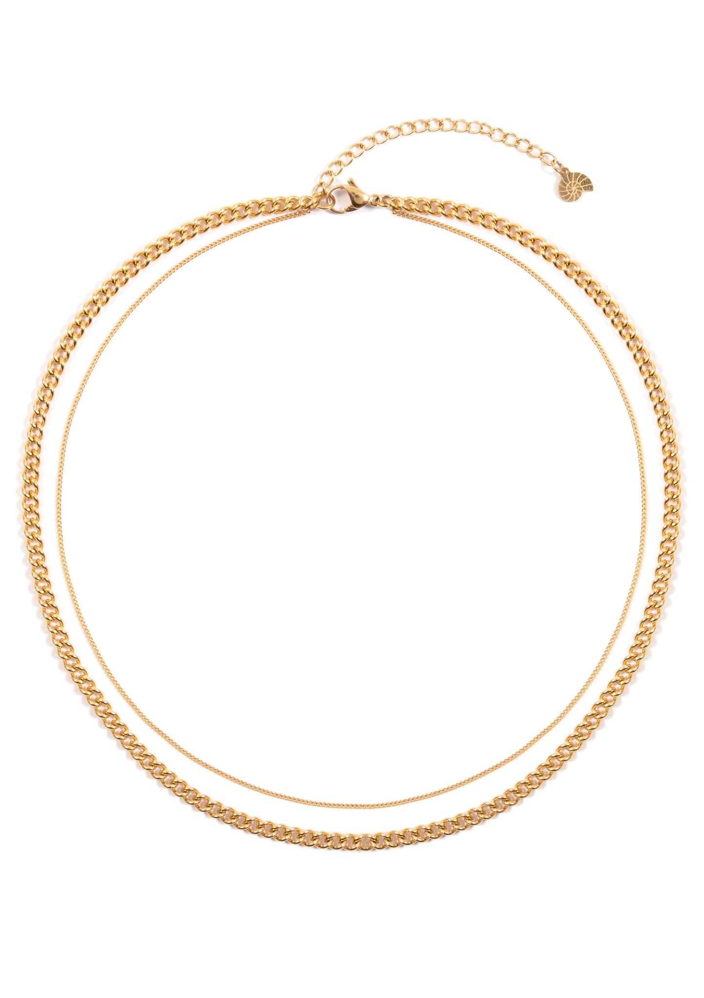 Thick Curb Chain Layered Necklace Gold