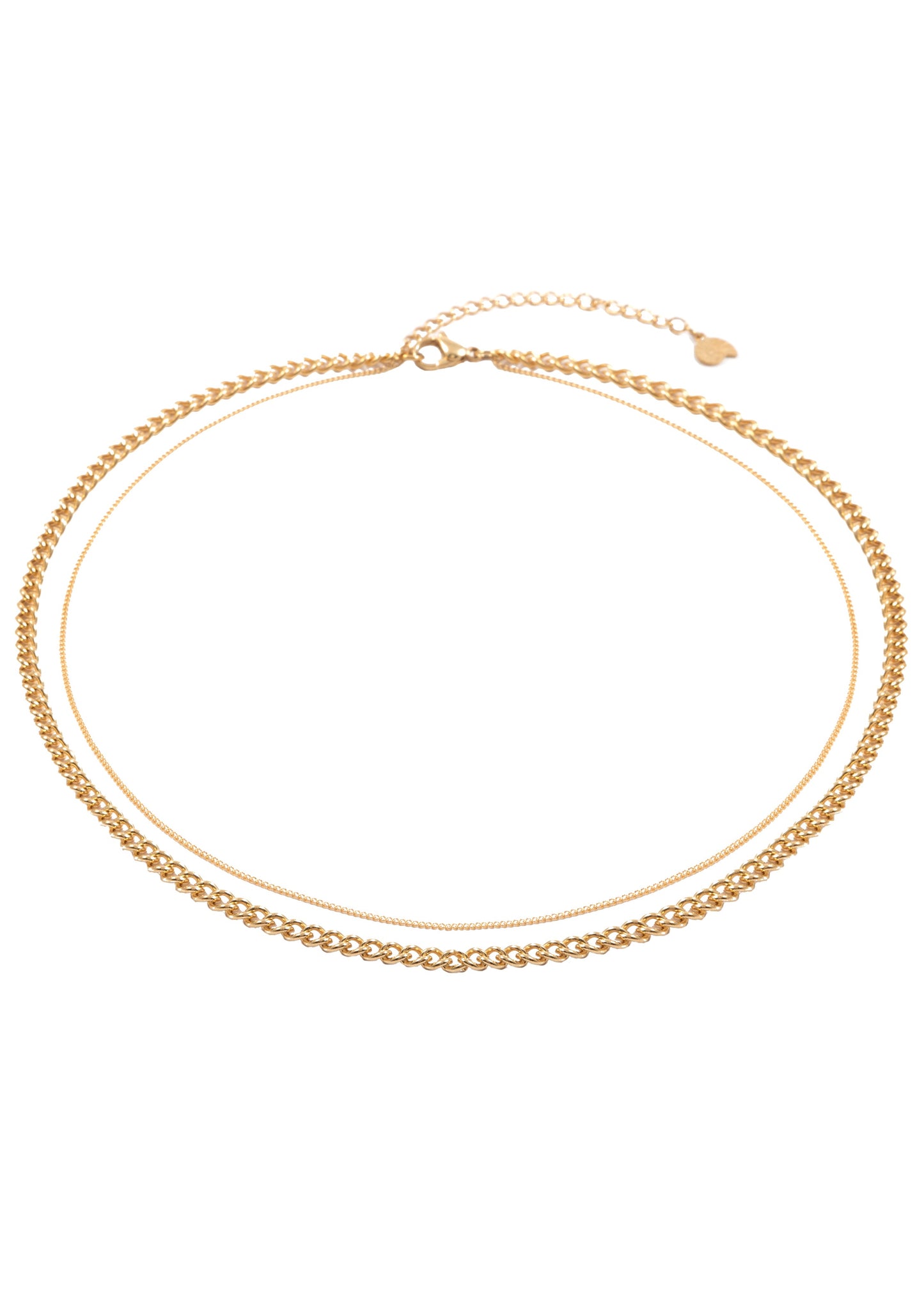 Thick Curb Chain Layered Necklace Gold