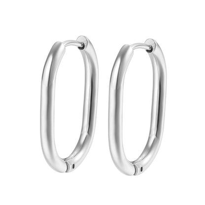 Thin Oval Hoop Earrings