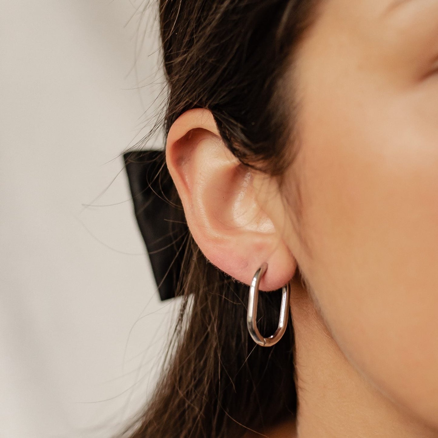 Thin Oval Hoop Earrings