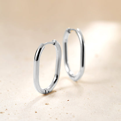 Thin Oval Hoop Earrings