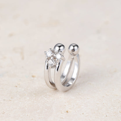 Three Star Ear Cuff Sterling Silver