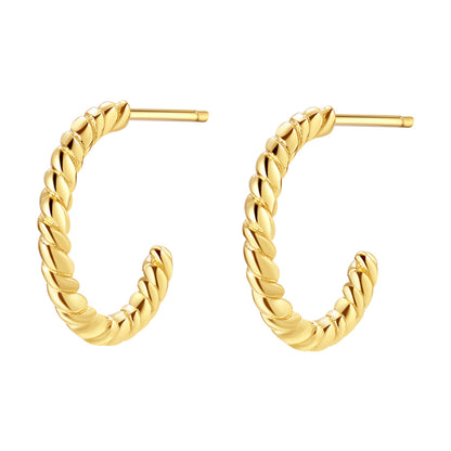 Twisted Hoop Earrings Sterling Silver Gold
