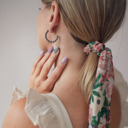 Twisted Rope Hoop Earrings Silver