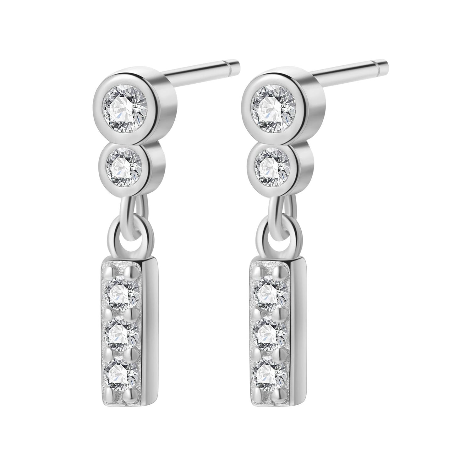 Two Orbs Drop Stud Earrings Sterling Silver