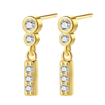 Two Orbs Drop Stud Earrings Sterling Silver