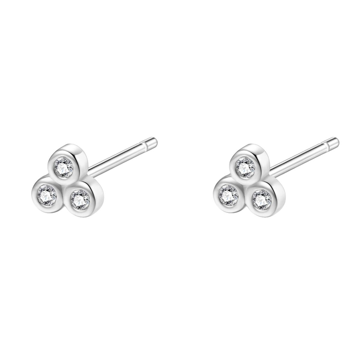 White Triad Stud Earrings Sterling Silver