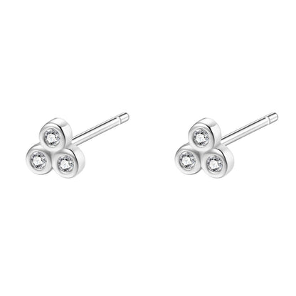 White Triad Stud Earrings Sterling Silver