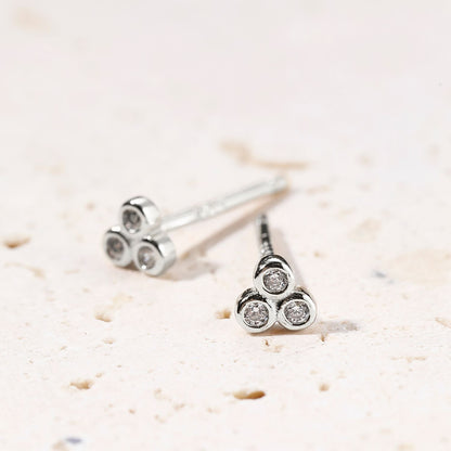 White Triad Stud Earrings Sterling Silver