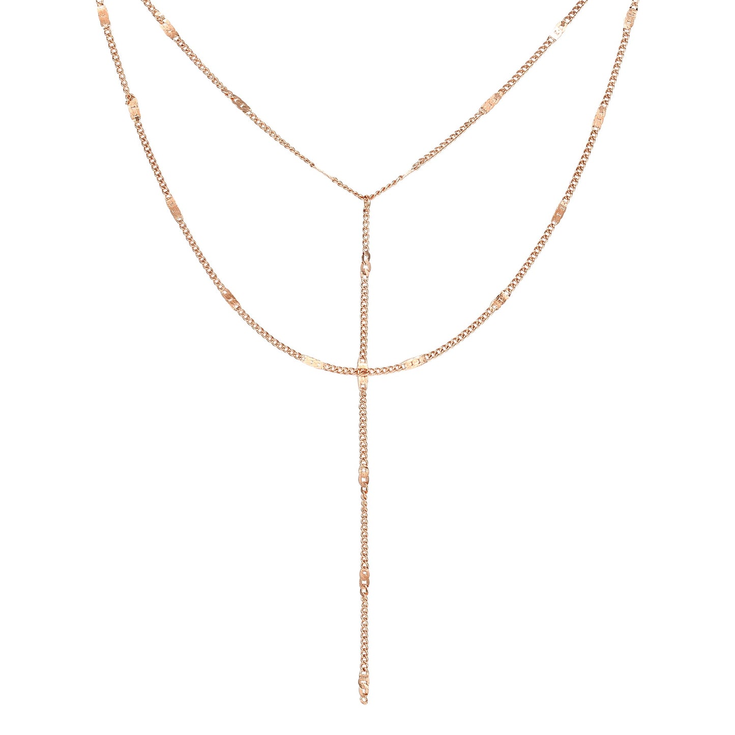 Y Layered Necklace Rose Gold
