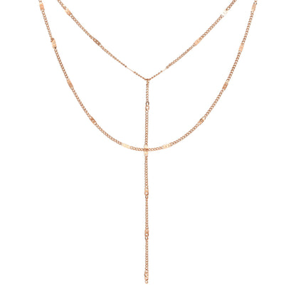Y Layered Necklace Rose Gold