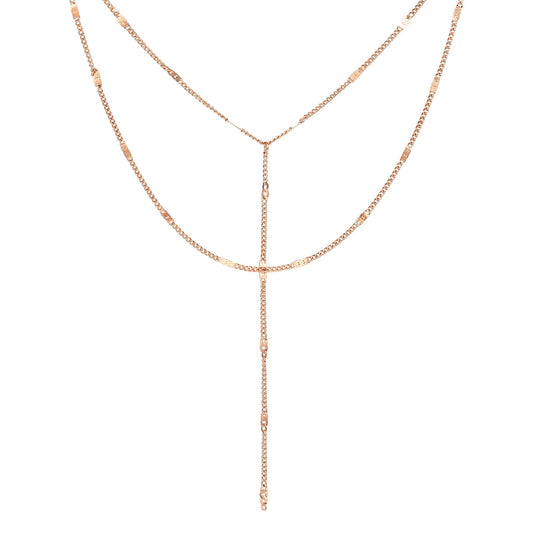 Y Layered Necklace Rose Gold