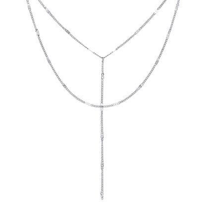 Y Layered Necklace Silver
