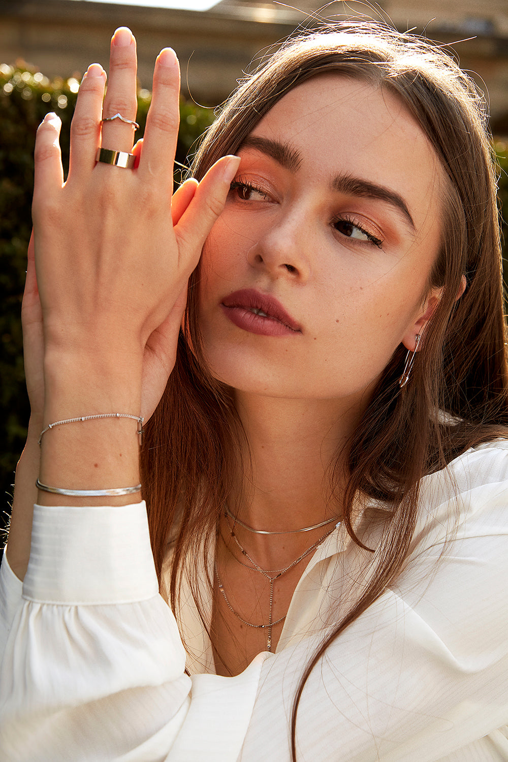 Y Layered Necklace Silver