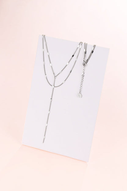 Y Layered Necklace Silver